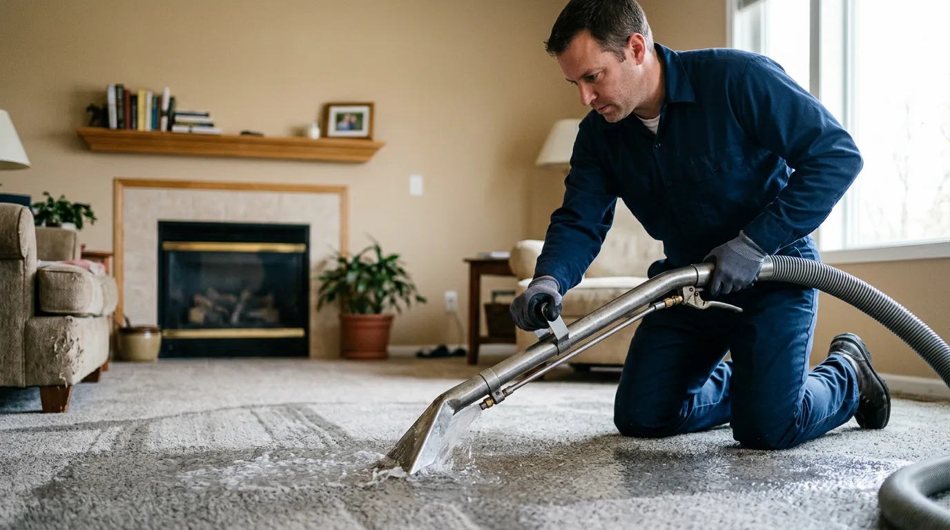 Water damage restoration technician working near Seattle, WA